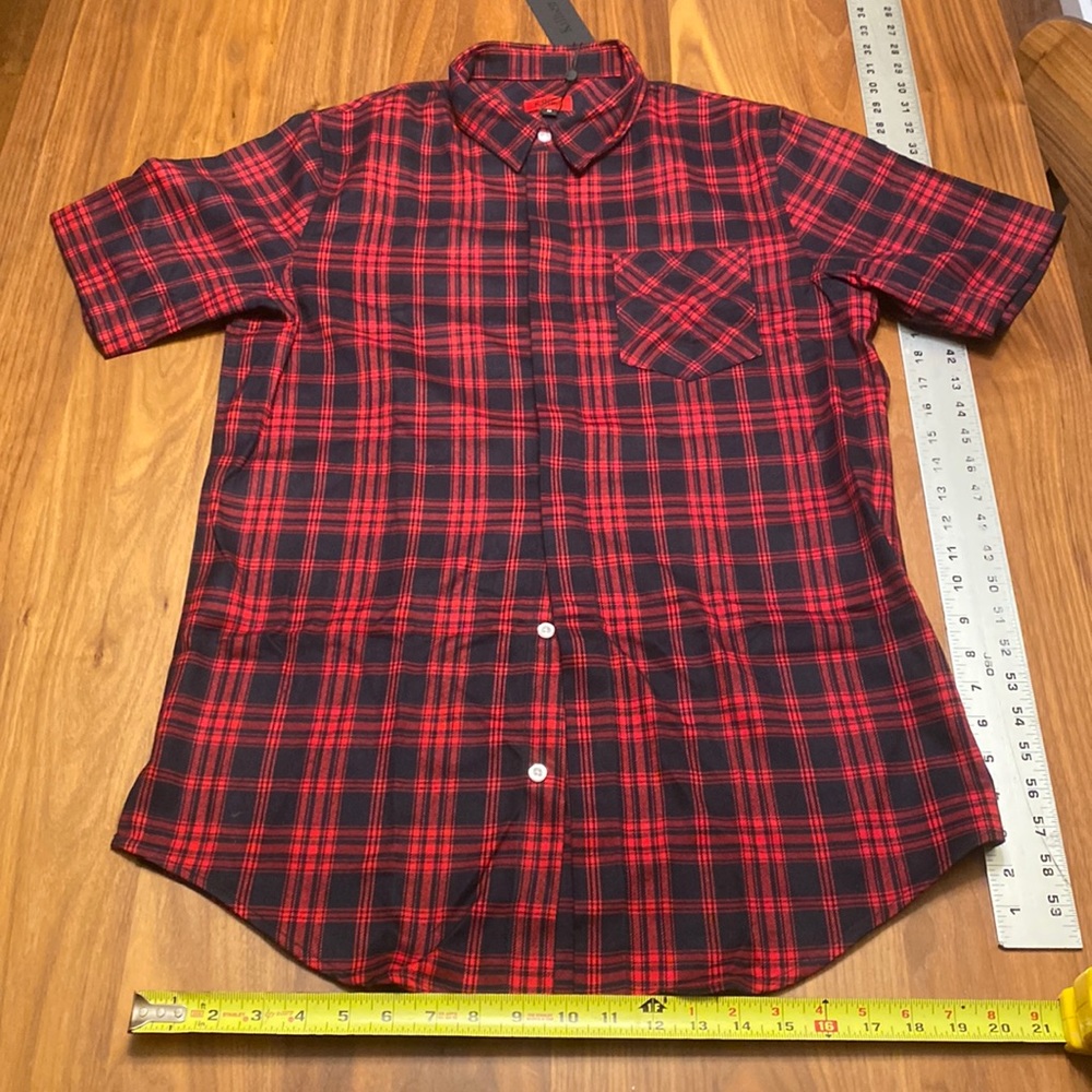 Killion Lomond Flannel Short Sleeve Button Up - Navy/Red